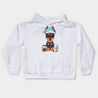 Funny guard dog is having a midnight snack Kids Hoodie